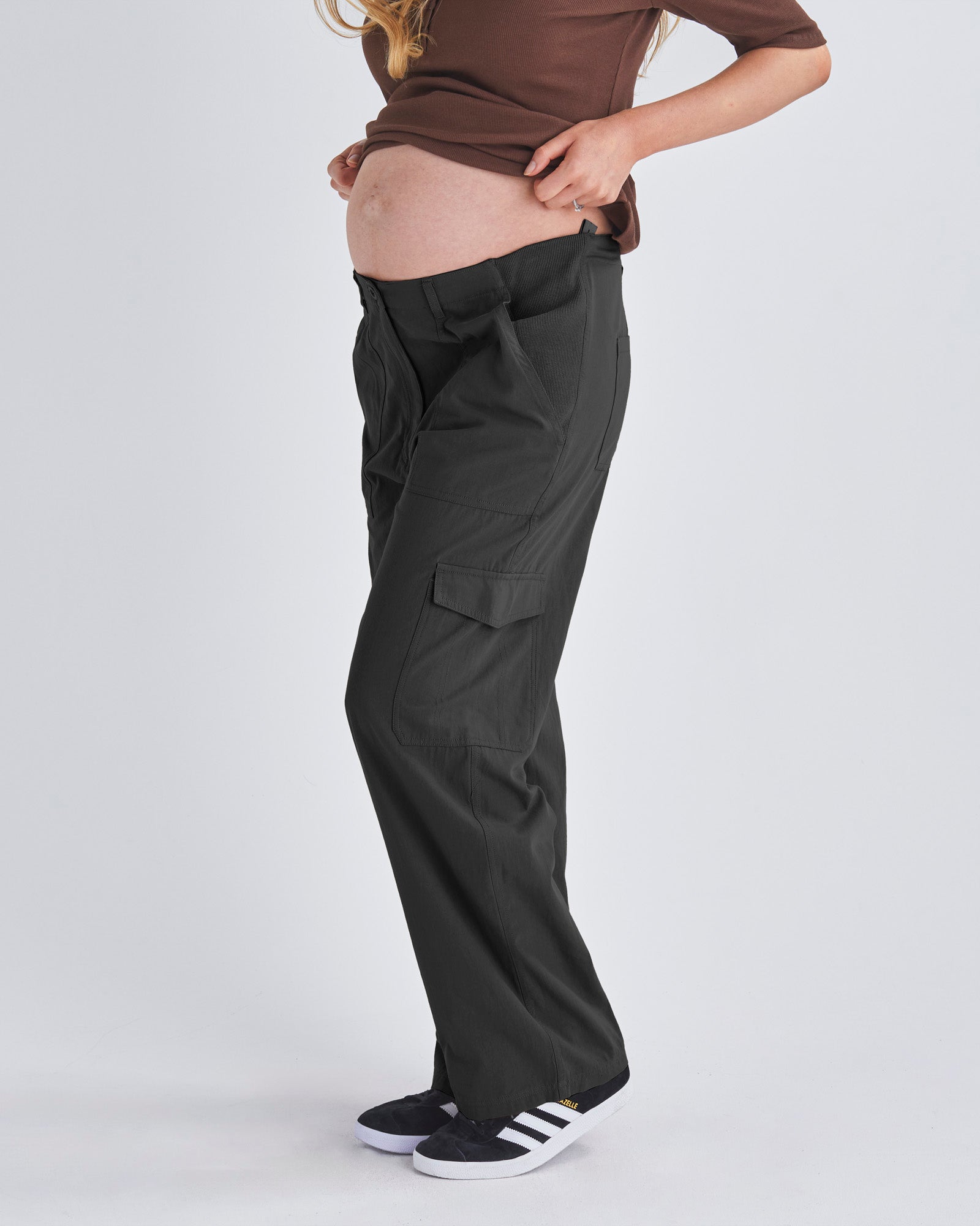 Black Maternity Cotton Cargo Pants from Angel Maternity