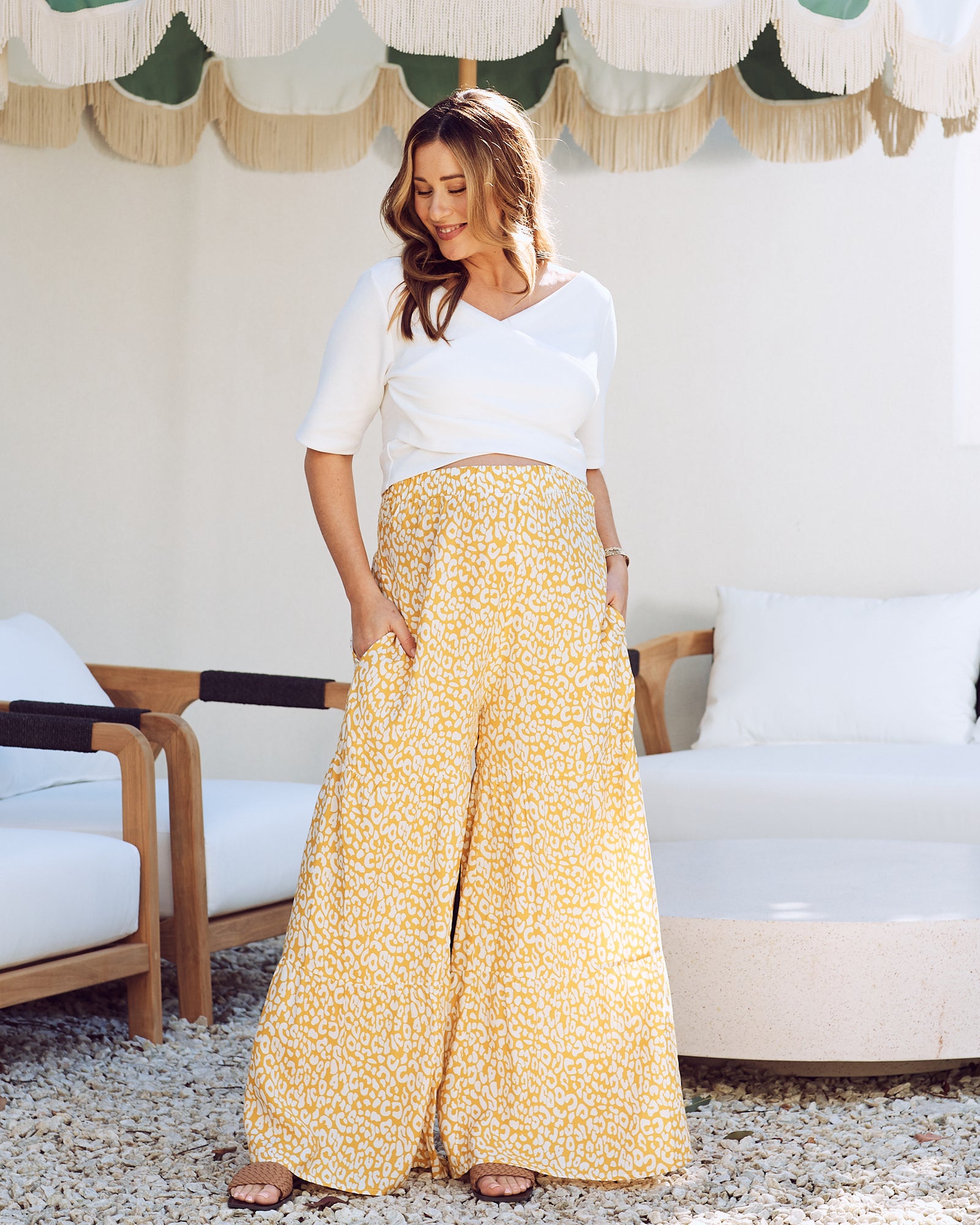 maternity cross over off shoulder top white