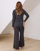 Back View - Maternity nursing pyjama set Charcoal