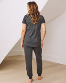 Back view - Maternity v neck loungewear pj set charcoal