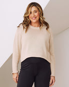 Front View - Maternity crew neck in beige
