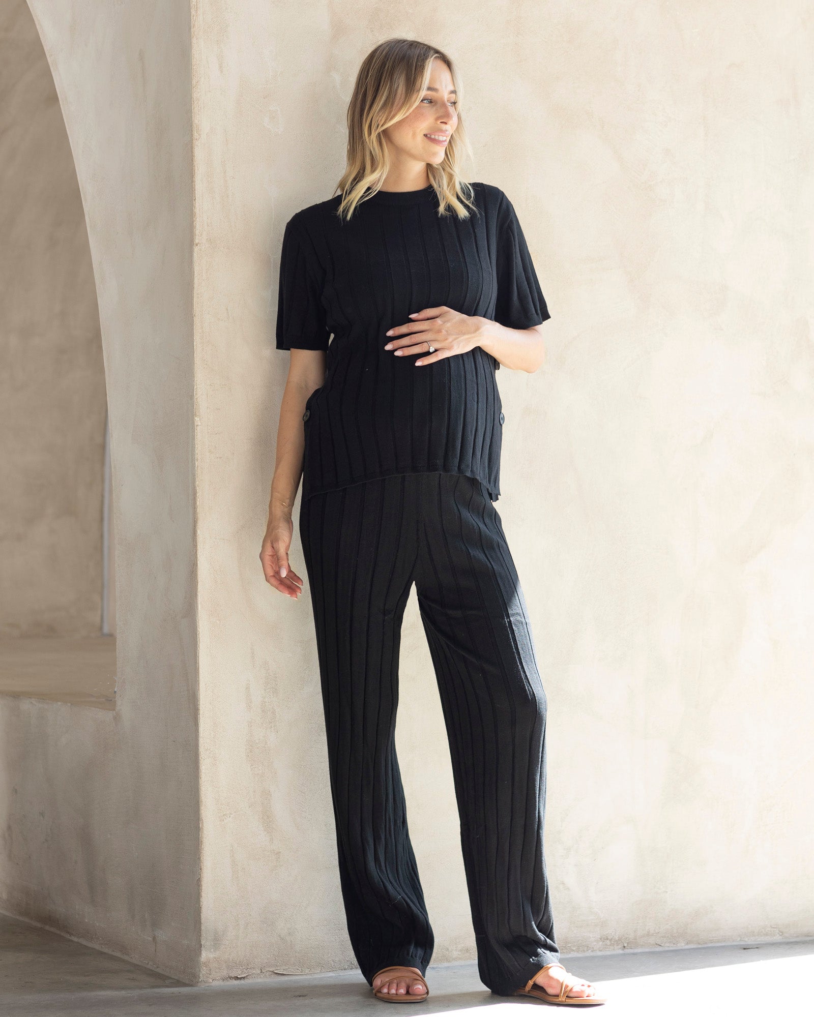 full set of maternity loungewear set with long pants and nursing blouse