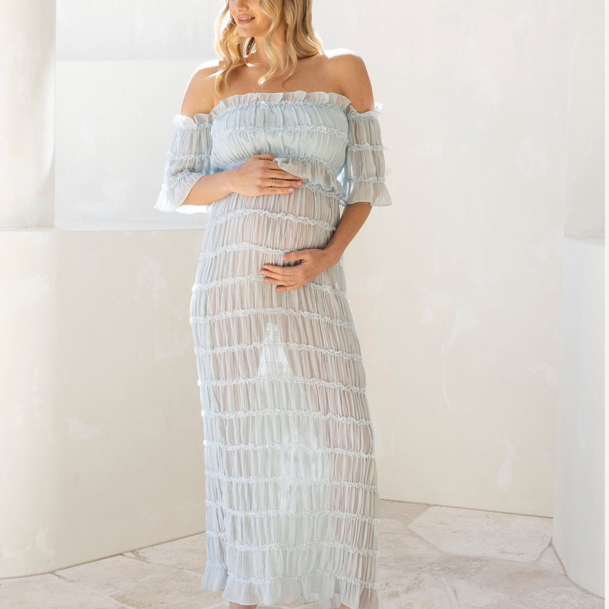 Marisol 2 piece Maternity Photoshoot Dress in Baby Blue – Angel