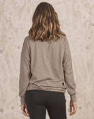 Back view- maternity friendly jumper taupe