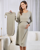 maternity breastfeeding long sleeve nightie with matching baby swaddle