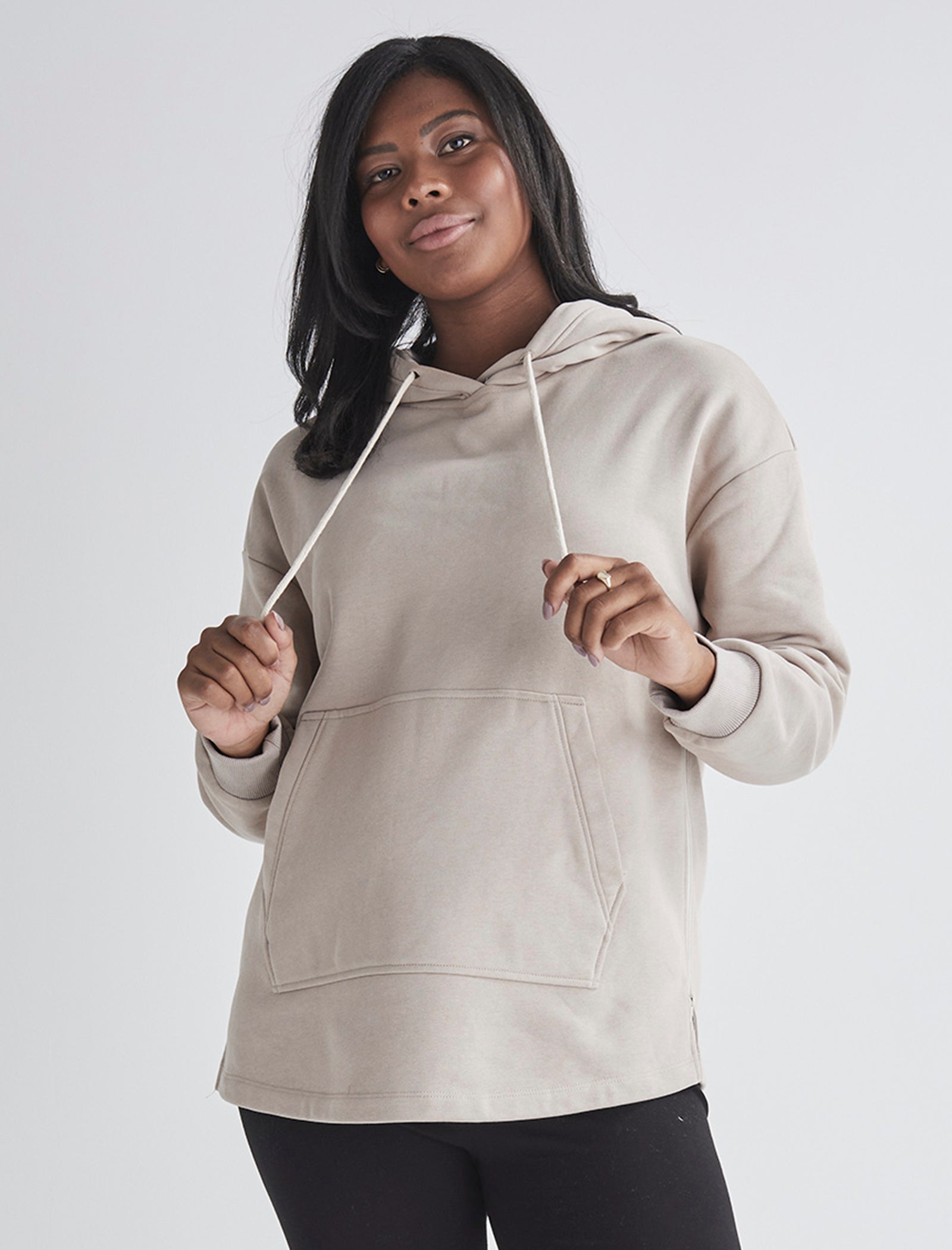 Main 1 view-Nursing Hoodie Colour Beige Zipper Comfort Functionality Versatile from Angel Maternity