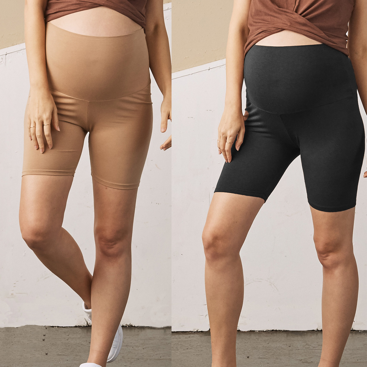 Maternity Activewear > 2-Pack Bike Shorts in Nude & Black – ANGEL MATERNITY