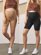 2-pack Maternity Comfort Shorts in Black & Nude from Angel Maternity
