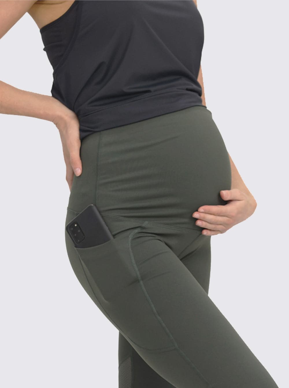 Maternity Workout 3/4 Length Legging - Khaki Green - Angel Maternity - Maternity clothes - shop online (6597620007015)