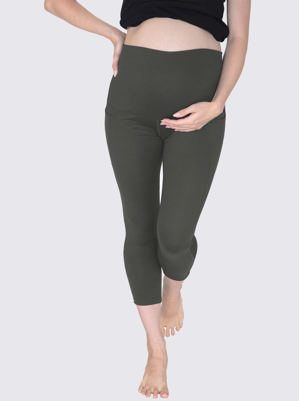 Maternity Workout 3/4 Length Legging - Khaki Green - Angel Maternity - Maternity clothes - shop online (6597620007015)