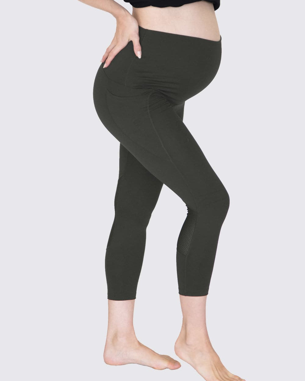 Maternity Workout 3/4 Length Legging - Khaki Green - Angel Maternity - Maternity clothes - shop online (6597620007015)