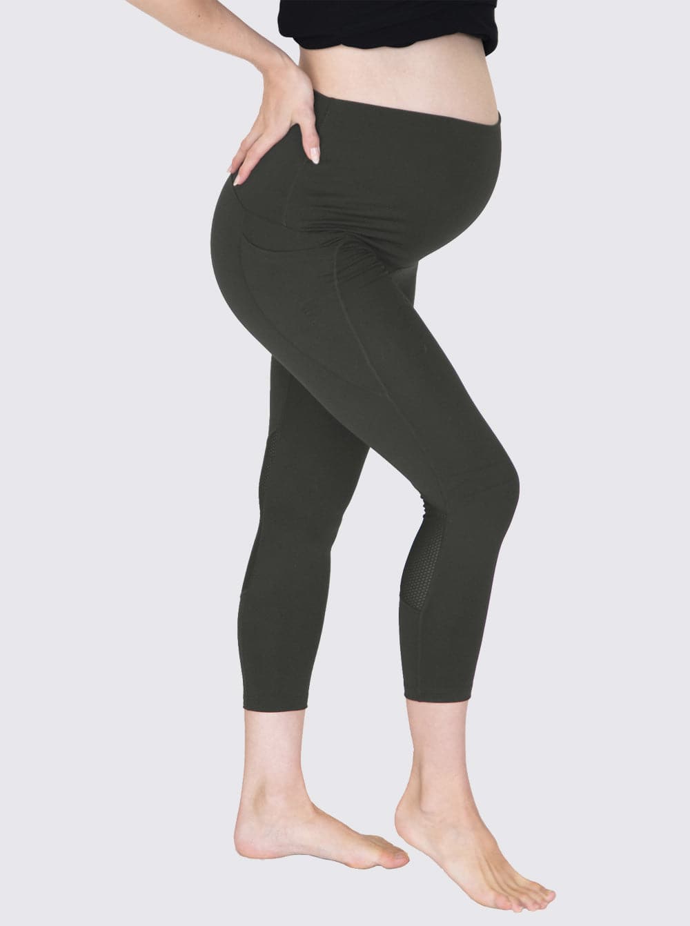 Maternity Workout 3/4 Length Legging - Khaki Green - Angel Maternity - Maternity clothes - shop online (6597620007015)