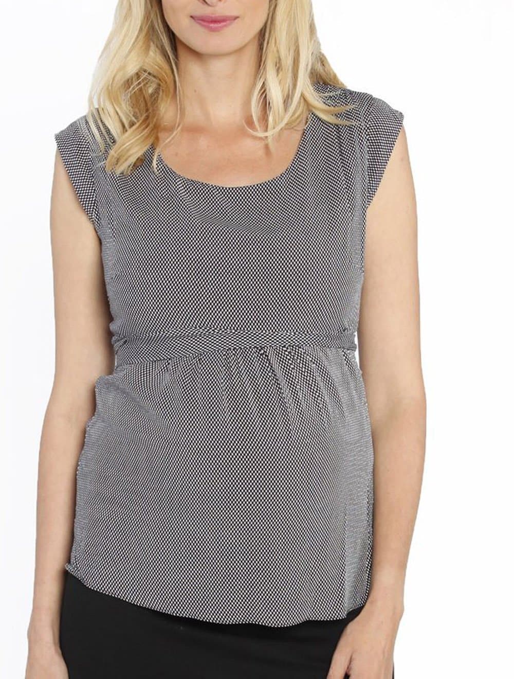 Maternity Tie Back Dressy Top with Back Zipper - Checker Print - Angel Maternity - Maternity clothes - shop online (10152230790)