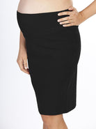 Highwaist Straight Cut Maternity Work Skirt -Black - Angel Maternity - Maternity clothes - shop online (10013449926)