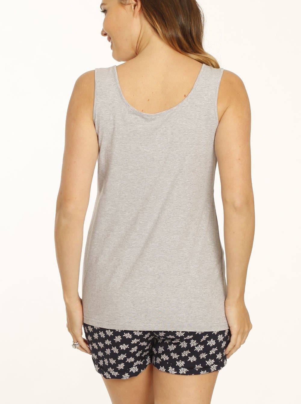 Angel Maternity Summer Nursing Pyjama Set - Grey & Navy Print (10013530886)