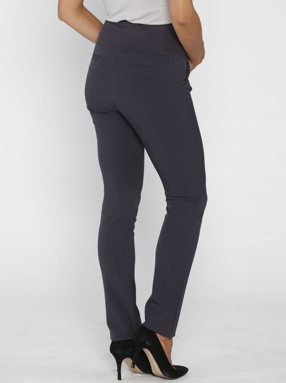 Angel Maternity Mid Waist Maternity Straight Leg Pants in Dark Grey (10010720262)