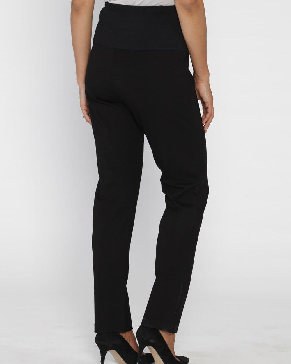 Angel Maternity Mid Waist Maternity Straight Leg Pants in Black (10010719942)