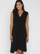 Maternity Little Black Dress in Mock Wrap Petal Style - Angel Maternity - Maternity clothes - shop online (10007641990)