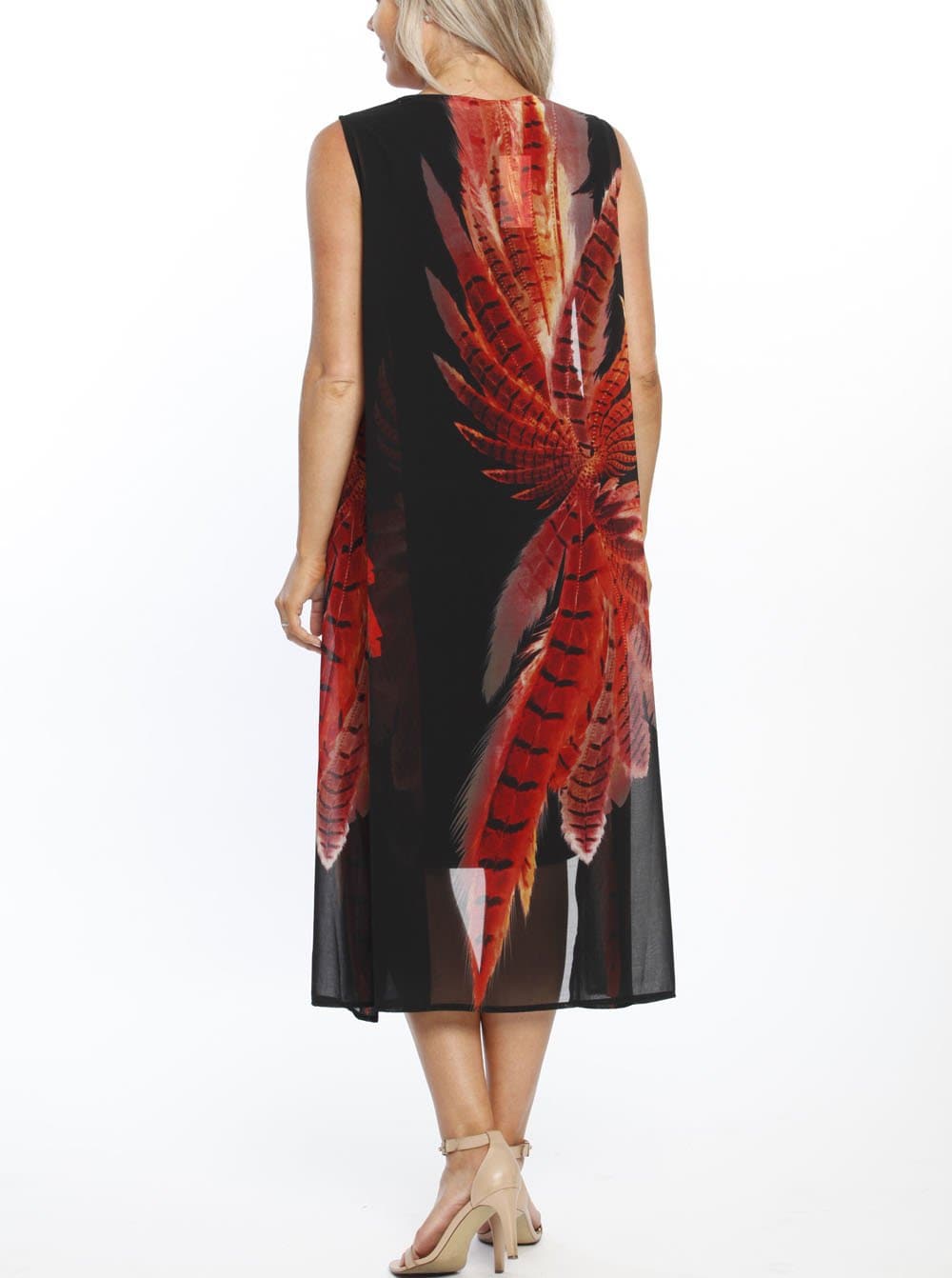 Maternity Chiffon Sleeveless Summer Long Cardigan - Red & Black Print - Angel Maternity - Maternity clothes - shop online (1588821786727)