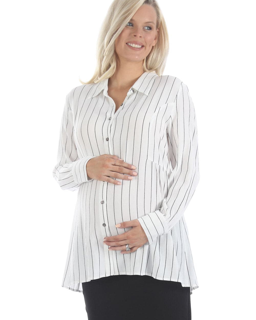 Maternity Striped Work Shirt (6631275823207)