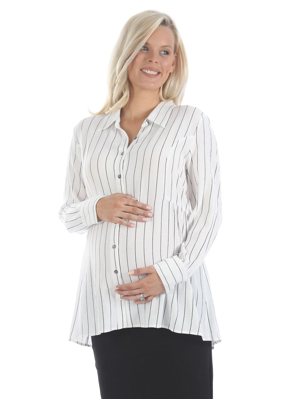 Maternity Striped Work Shirt (6631275823207)