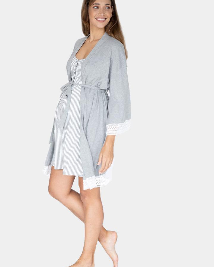Side view - Maternity Hospital Pack - Nursing nightie & Robe  (192700645397)