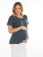 Maternity Adjustable Cross String Back Casual Cotton Top - Navy - Angel Maternity - Maternity clothes - shop online (94117232661)