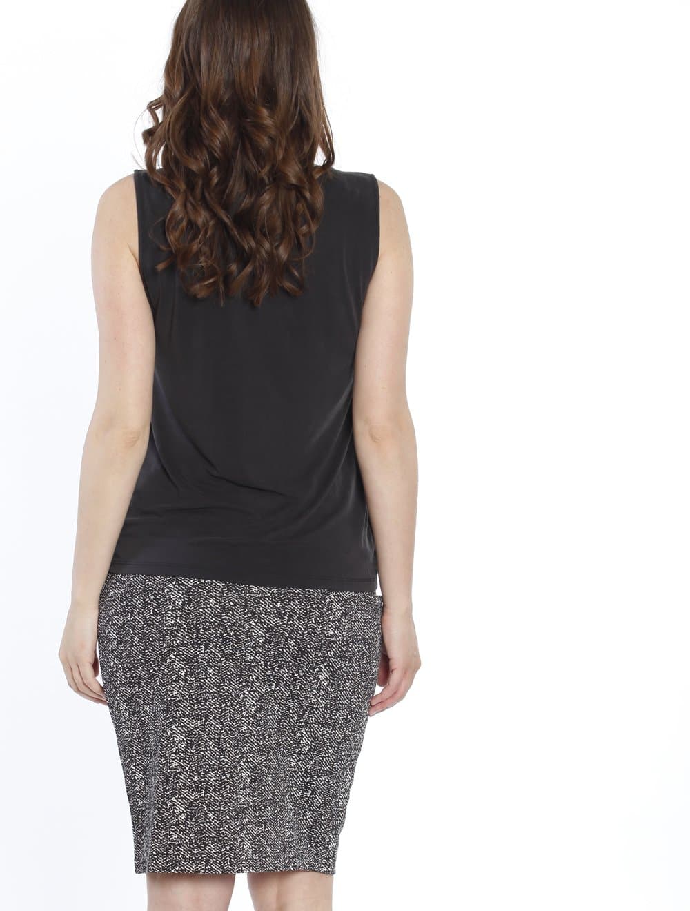 Maternity Stretchy Ponti Skirt in Black & White Print back (10590290837)