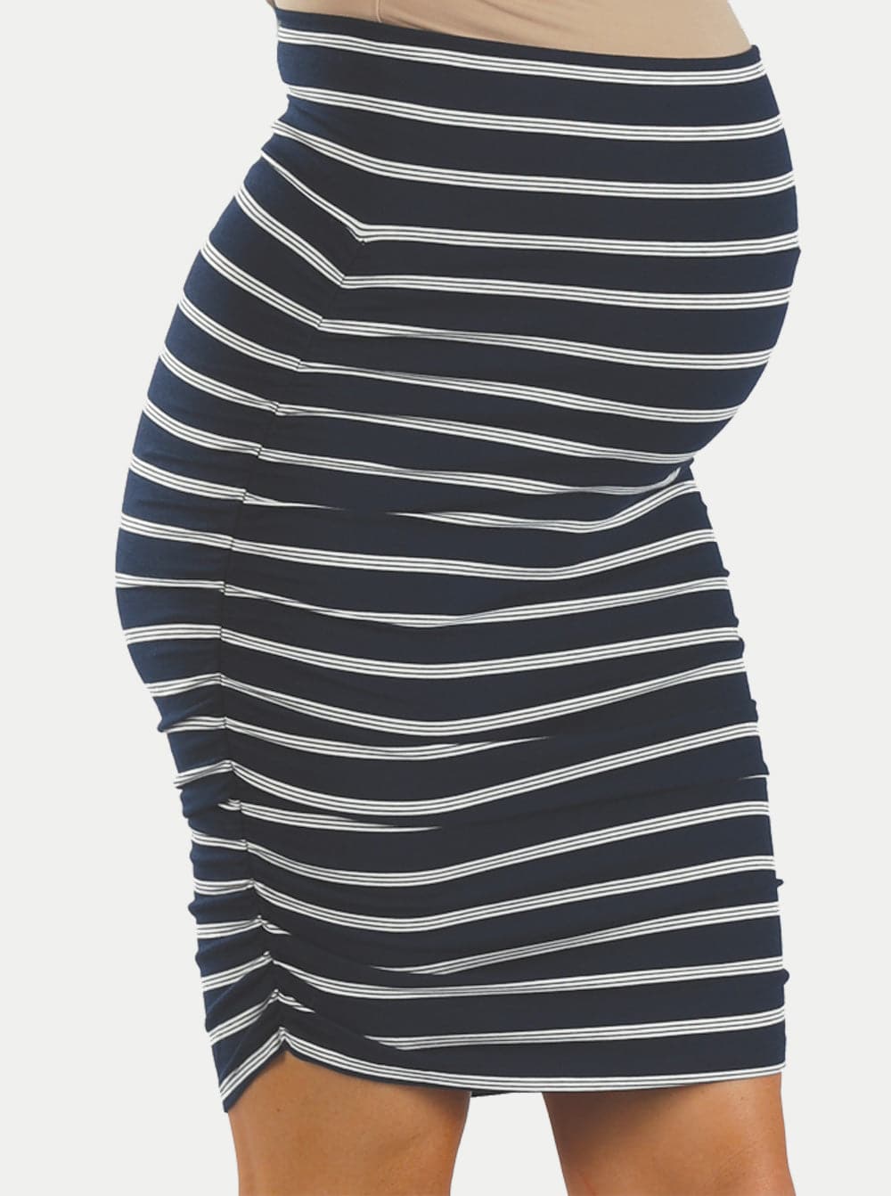 Maternity The Ruched Fitted Skirt in Navy Stripes - Angel Maternity - Maternity clothes - shop online (6597022318695)