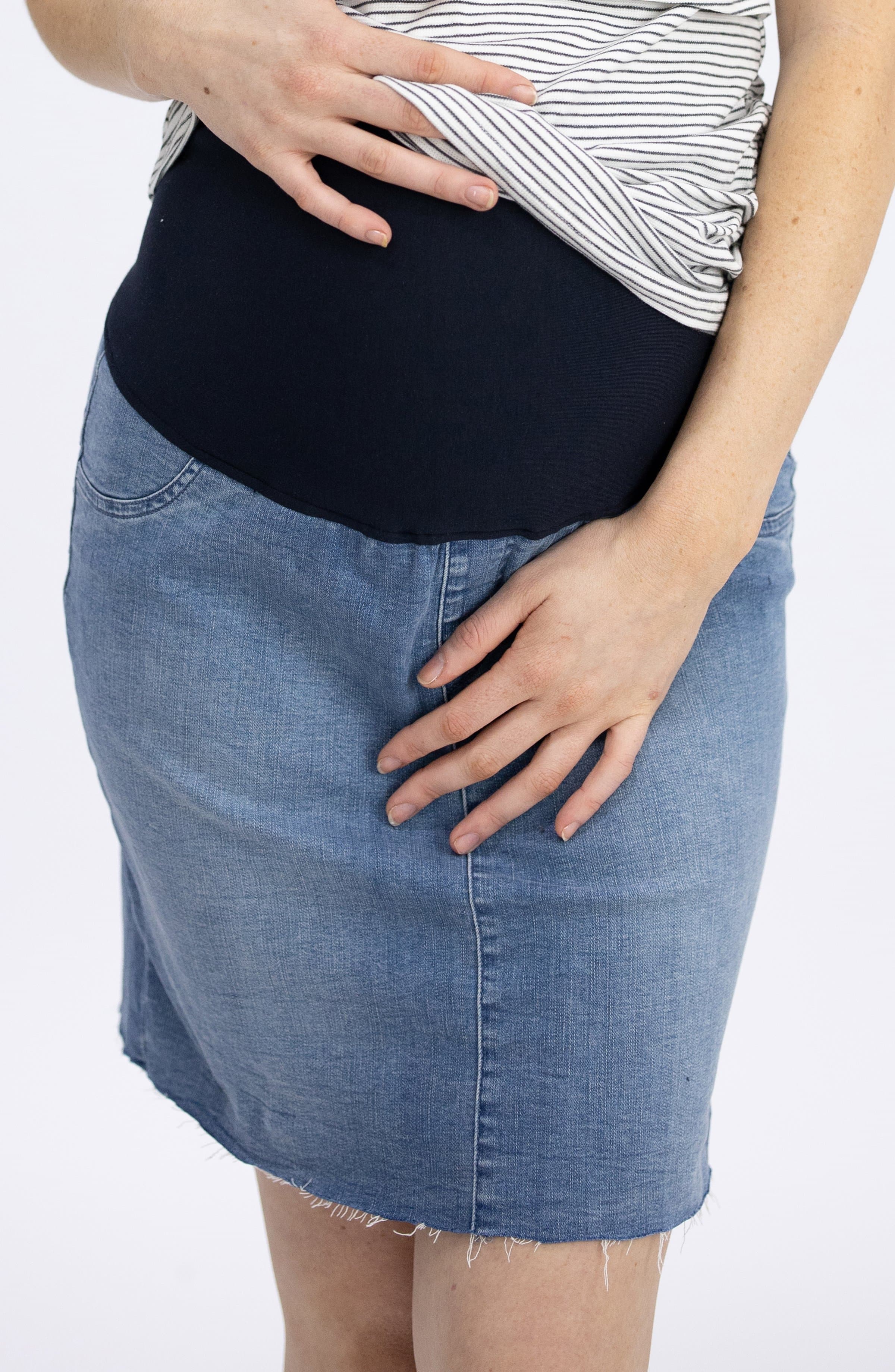 Maternity Over The Bump High Waist Denim Skirt - Angel Maternity - Maternity clothes - shop online (4513711128679)