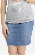 Maternity Over The Bump High Waist Denim Skirt - Angel Maternity - Maternity clothes - shop online (4513711128679)