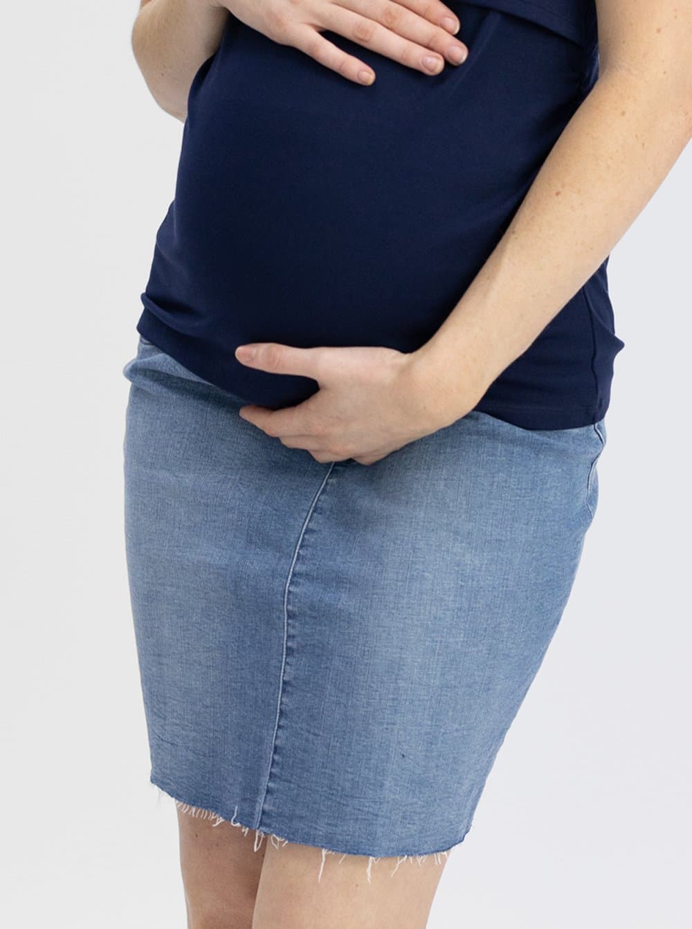 Maternity Over The Bump High Waist Denim Skirt - Angel Maternity - Maternity clothes - shop online (4513711128679)