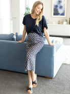 Fitted Maxi Maternity Skirt with Small Leaf Print (4744576106599)