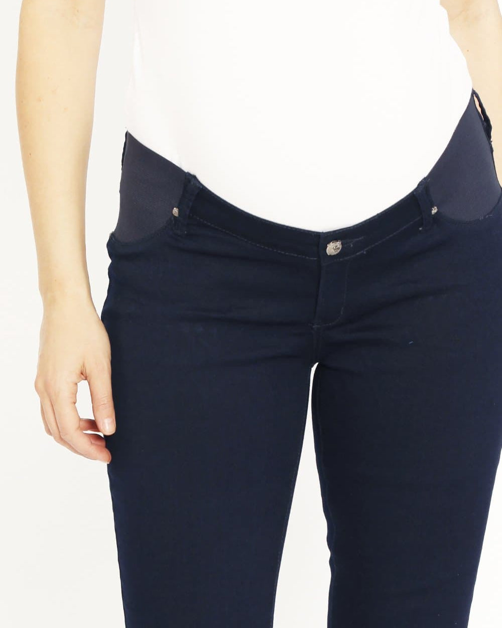 Maternity Comfortable Stretch Slim Jeans in Navy pregnancy jeans (1568957038695)