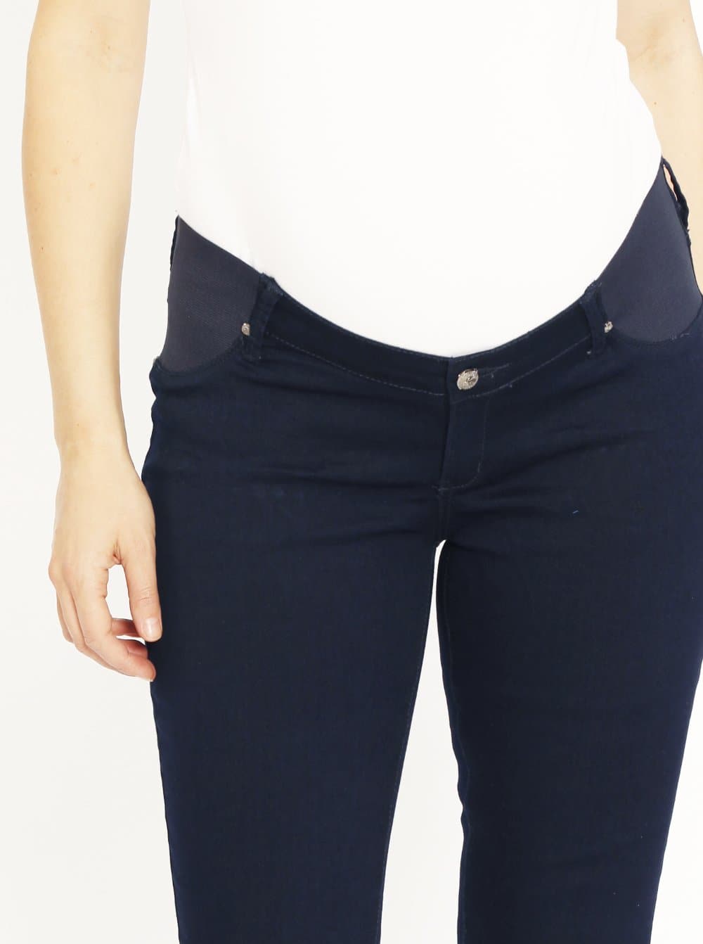 Maternity Comfortable Stretch Slim Jeans in Navy pregnancy jeans (1568957038695)