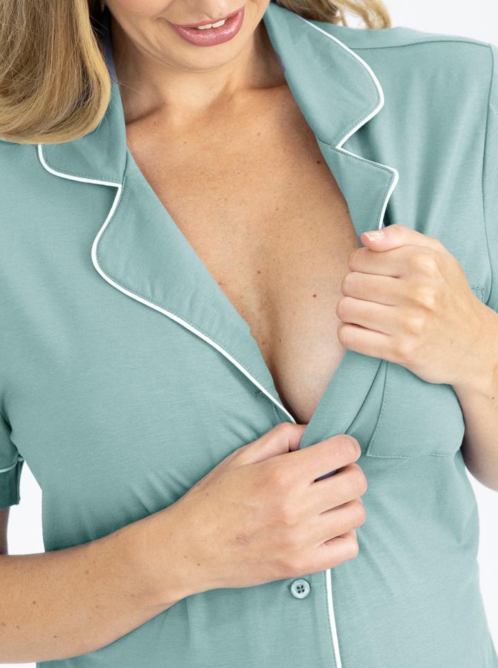 Maternity and Nursing Pyjama set in Sage nursing (4729892241511)