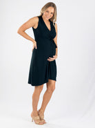 Eve Maternity Classic Wrap Feeding Dress in Black (6615743856743)