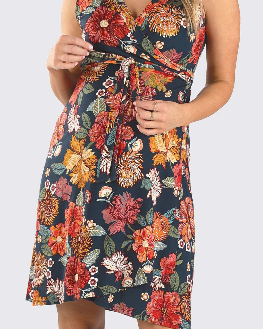 Maternity Classic Wrap Dress in Red Flowers - Angel Maternity - Maternity clothes - shop online (3949373063271)