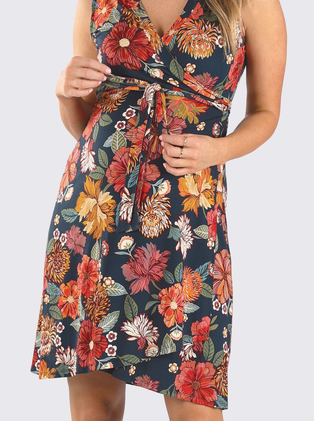 Maternity Classic Wrap Dress in Red Flowers - Angel Maternity - Maternity clothes - shop online (3949373063271)