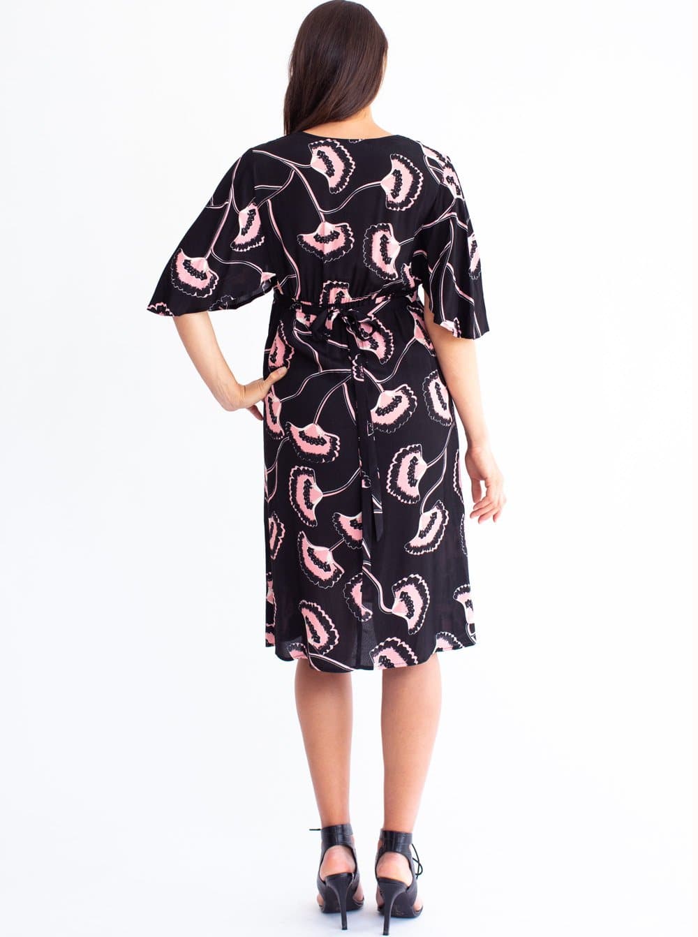 Maternity Bella Midi Dress - Hibiscus Print - Angel Maternity - Maternity clothes - shop online (4523172659303)