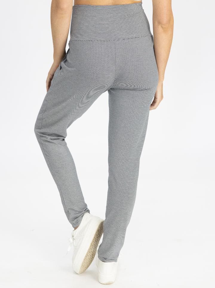 Maternity High Waist Pants in Thin Navy Stripes back (4738845737063)