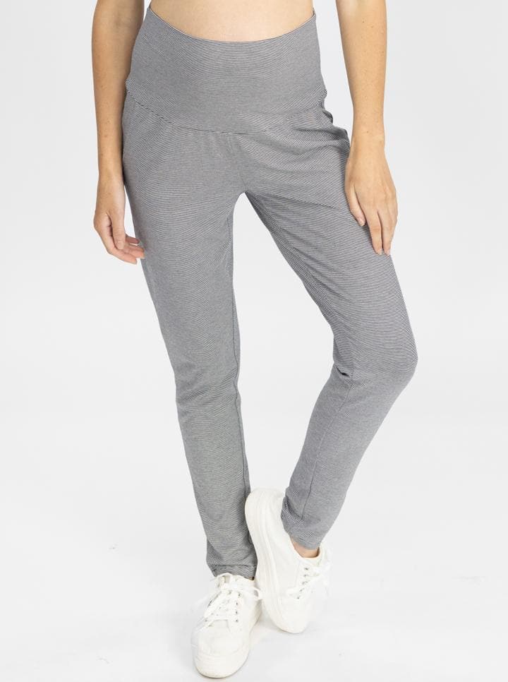 Maternity High Waist Pants in Thin Navy Stripes main (4738845737063)