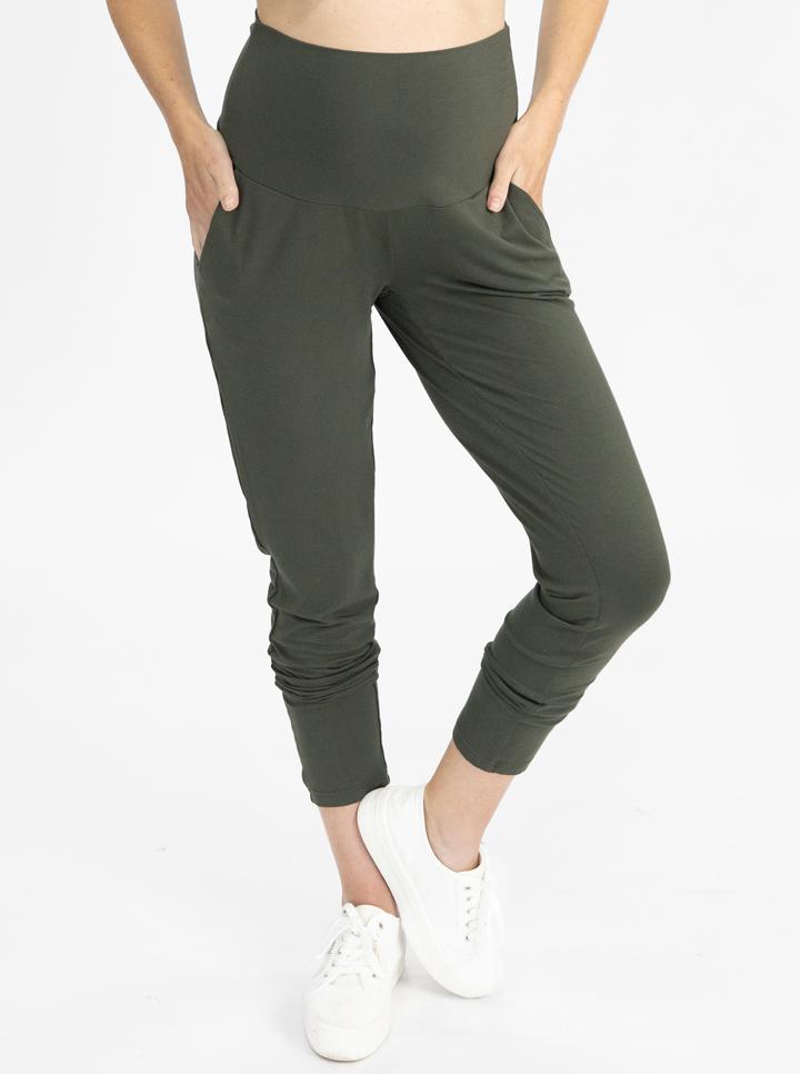 Maternity High Waist Pants in Khaki - Angel Maternity - Maternity clothes - shop online (4738843574375)