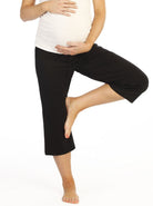 Maternity Cropped Yoga Pant in Plain Black with High Waist - Angel Maternity - Maternity clothes - shop online (10010722950)