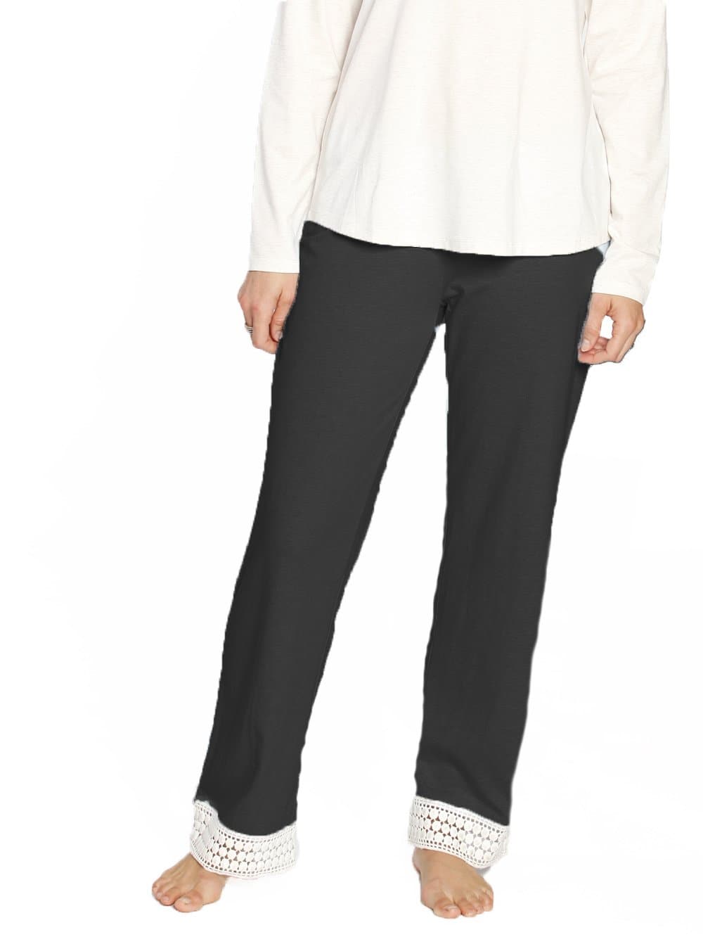 Ruby Joy Lounge Pant with Lace Details - Black - Angel Maternity - Maternity clothes - shop online (198828621845)