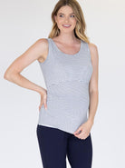 Nursing Sleeveless Pull Up Tank Top - Navy Stripes - Angel Maternity - Maternity clothes - shop online (4392204894311)