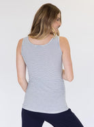 Nursing Sleeveless Pull Up Tank Top - Navy Stripes - Angel Maternity - Maternity clothes - shop online (4392204894311)