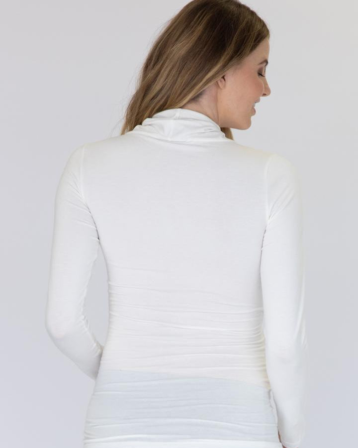 Maternity V-Neck Crossover Bamboo Long Sleeve Top - White - Angel Maternity - Maternity clothes - shop online (2242984345703)