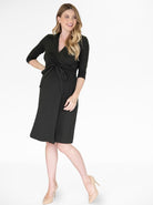Maternity Classic Wrap Feeding Dress in Black (6607282667623)