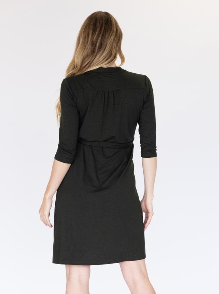 Maternity Classic Wrap Feeding Dress in Black (6607282667623)